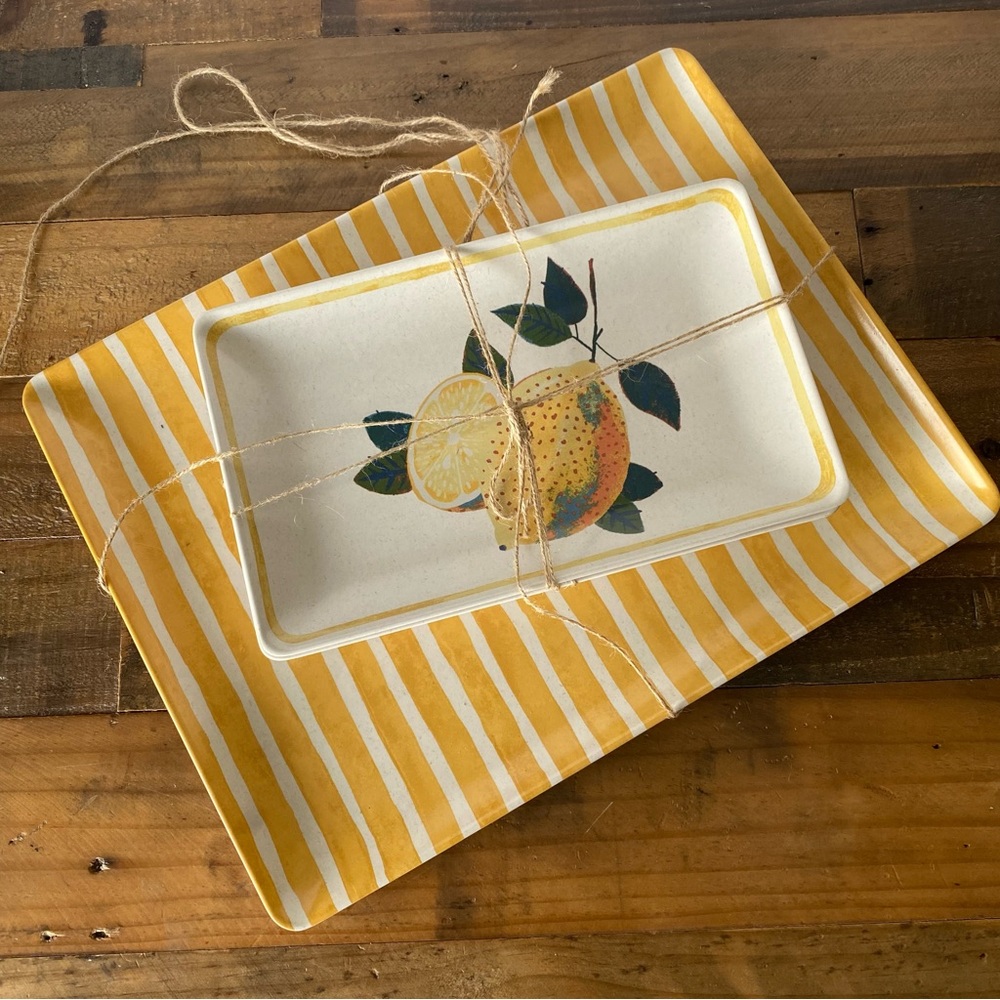 Threshold - Plaid & Stripes Bamboo-Melamine Serving Tray Set